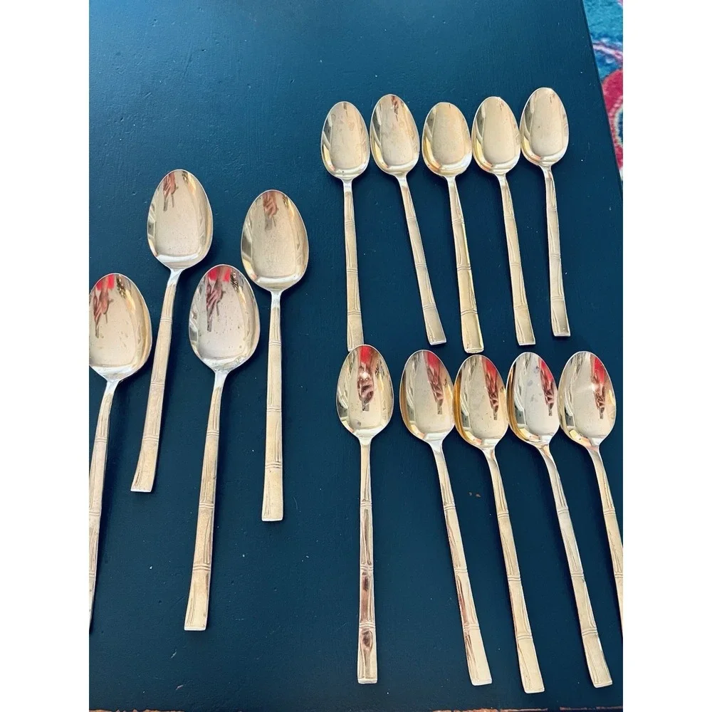 Lifetime Cutlery IC Stainless‎ Japan Bamboo Gold Electroplated Flatware 21 Piece